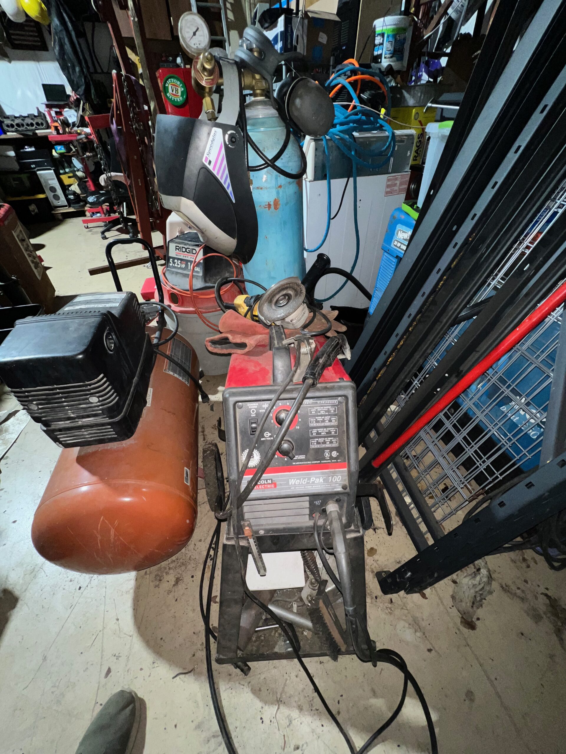 mig welder on a cart