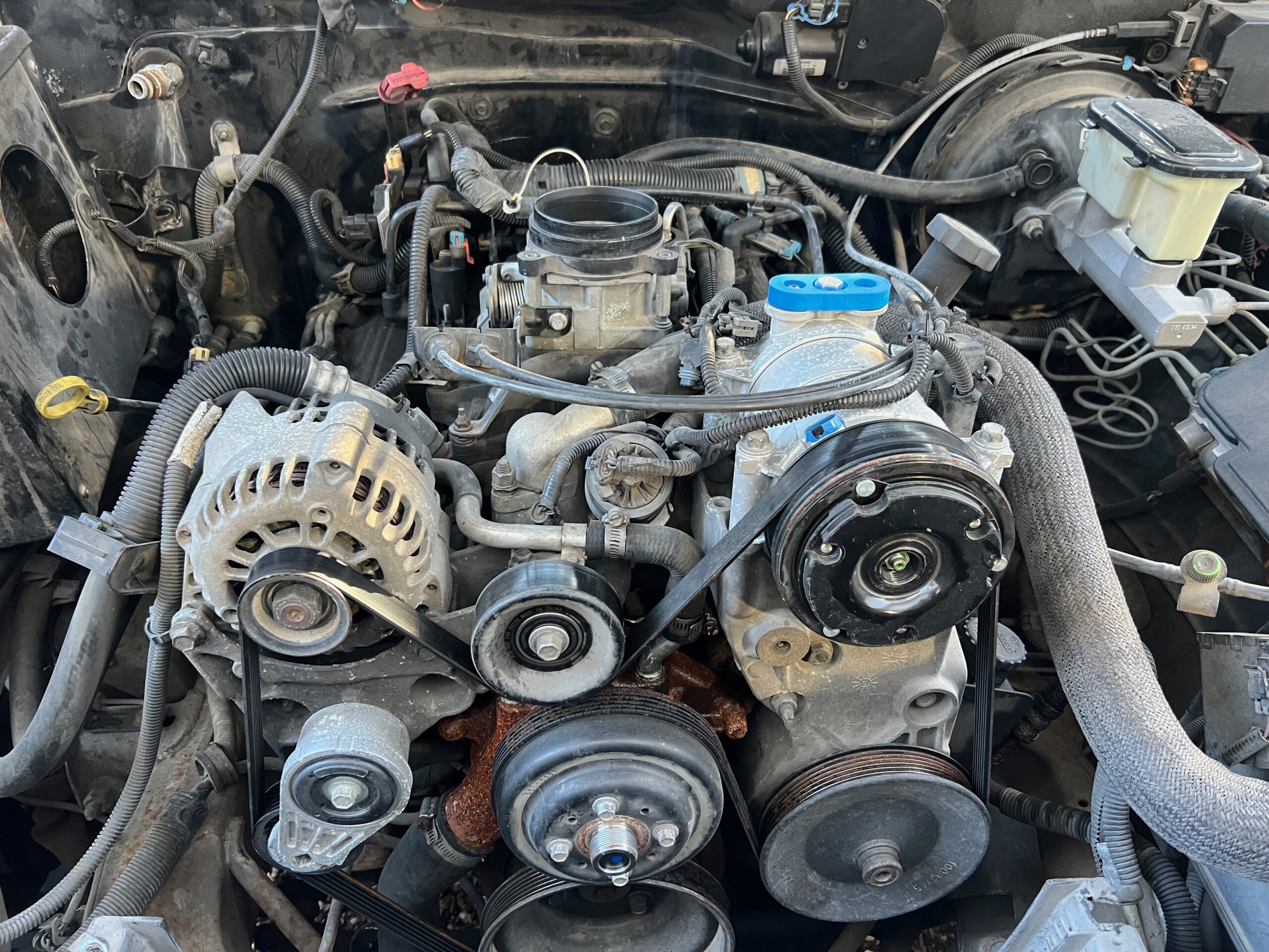 the front of a seized engine